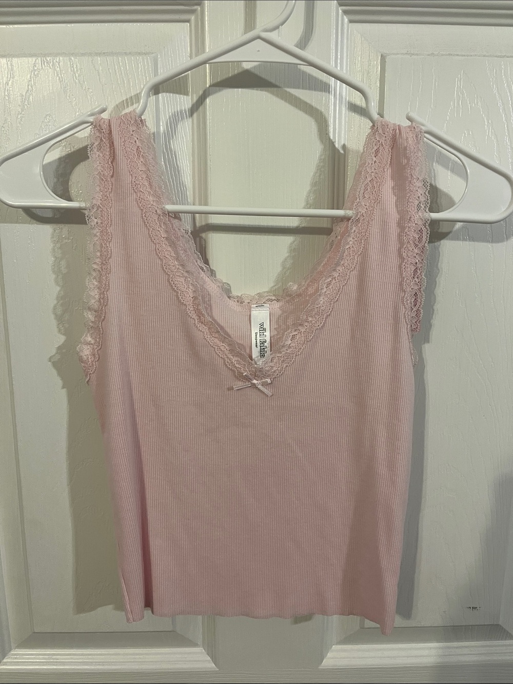 wild fable Light Pink Ribbed Lace-Trim Tank